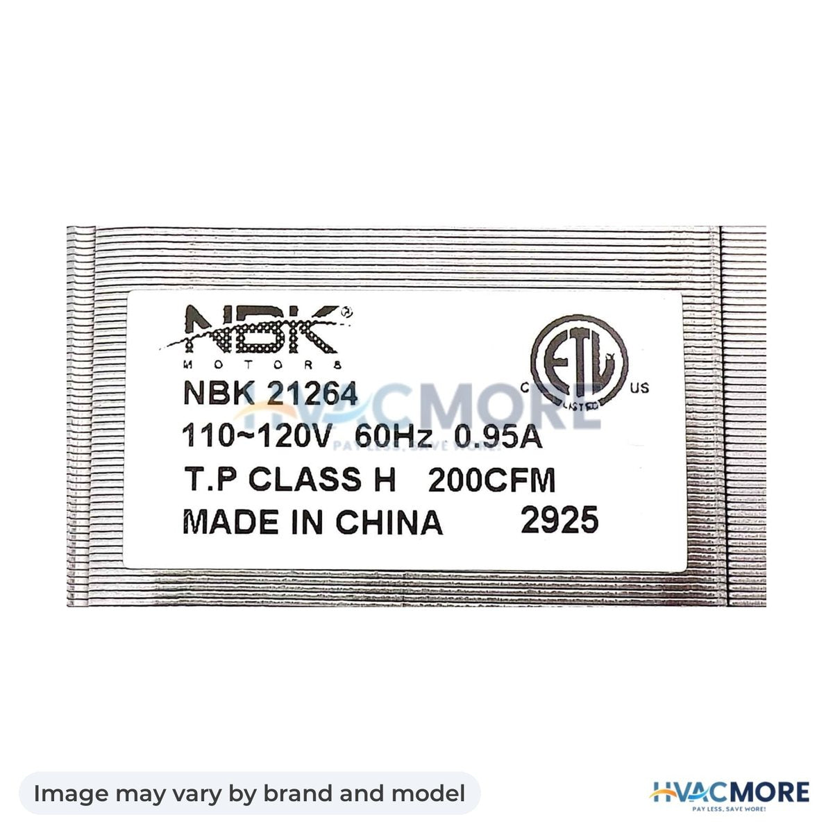 NBK Parts Blower Motor 60mm X 360mm Lh 110-120V HVM-Y10-C08-P29 - Image may vary by brand and model
